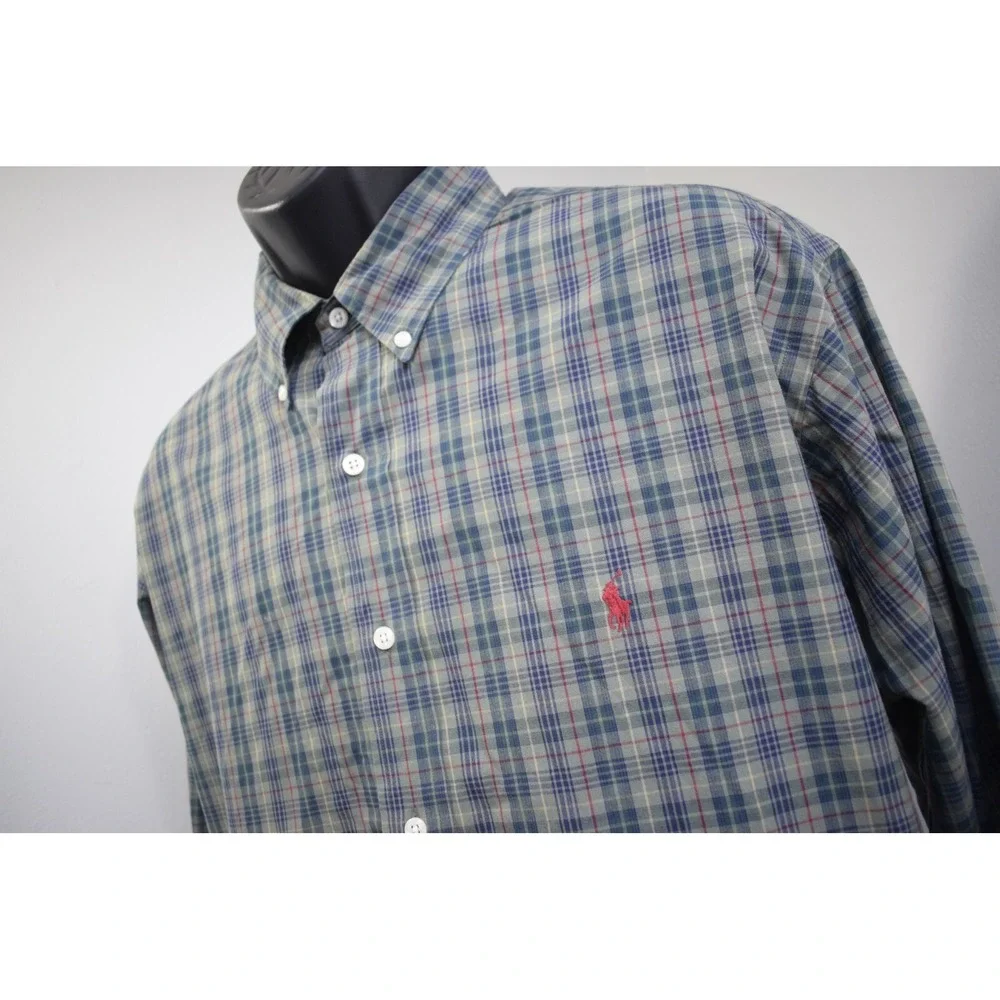 Polo Ralph Lauren Dress Shirt Classic Fit Plaid Long Sleeve Mens Size 17.5 XL - Picture 2 of 8